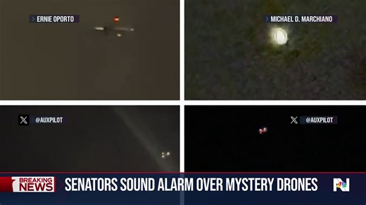 What is going on with the mysterious objects seen in the sky above New Jersey? Authorities have described them as drones, but have yet to say where they came from and why they were there as some top officials downplay threats. As NBC News' Ryan Nobles explains, lawmakers are demanding answers. | NBC Nightly News with Tom Llamas