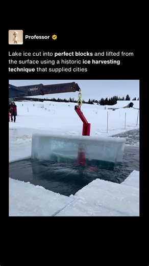 Workers Harvest Massive Blocks of Natural Lake Ice 🧊 #shorts