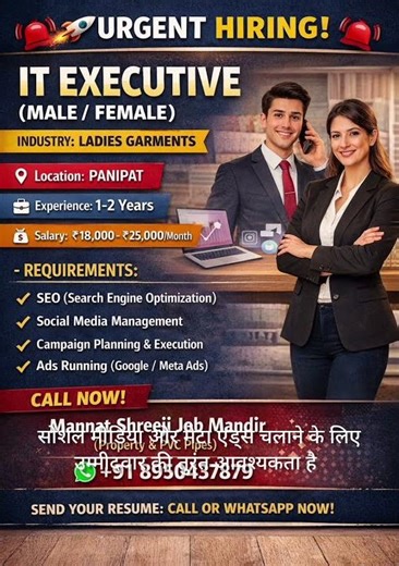 IT Executive/Computer Operator Job in Panipat Haryana_कंप्यूटर ऑपरेटर की नौकरी पानीपत हरियाणा में!