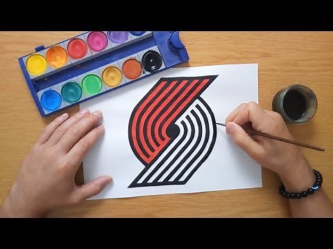 How to draw the Portland Trail Blazers logo - Drawing NBA team logos
