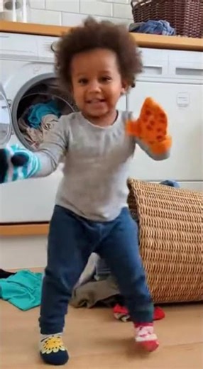 Adorable Toddler _Helps_ with Laundry in Hilarious