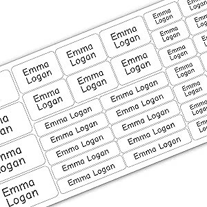 Assorted Size Custom Stick On Name Tags 66pcs – Personalized for Home Organization, School & Daycare Labels, Waterproof Name Labels for Kids, Adults, & Nursing Home (White)