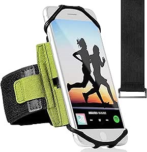 360° Rotatable Premium Sports Running Armband for All Phones: iPhone 13 Pro Max, 12, 11, X, XR, 8, Samsung Galaxy S21 S20 S10 S9 Edge, LG, HTC, Pixel; Universal Cellphone Holder + Free Extender Strap