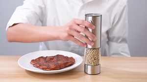 COCOBELA Electric Salt and Pepper Grinder Set USB Rechargeable with Adjustable Coarseness Stainless Steel Automatic Salt n Pepper Mill Grinders Refillable with light