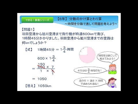[6th grade] 分数のかけ算とわり算 〜時間を分数で表して問題を考えよう〜 - Express time as a fraction and think about problems -