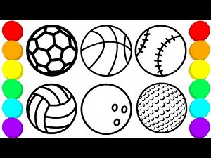 How to draw a football | Different ball drawing painting & coloring for kids |