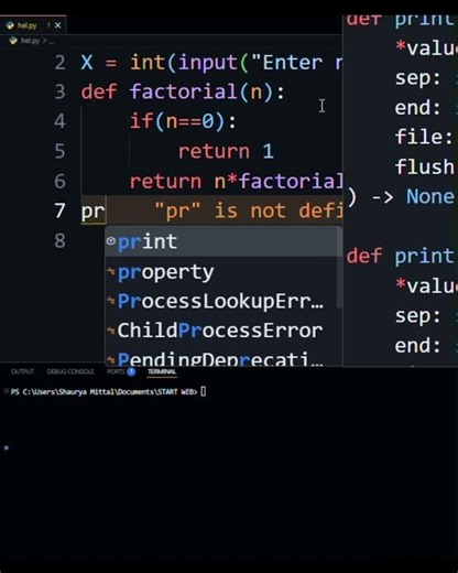 Factorial Of A Number #python #coding #programming #trending #shorts #pythonprogramming