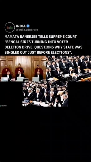 India 🇮🇳 on Instagram: "New Delhi, Feb 4, 2026: West Bengal Chief Minister Mamata Banerjee personally argued before the Supreme Court against the Special Intensive Revision (SIR) of electoral rolls in the state, asserting the process has shifted from genuine verification to large-scale deletions of legitimate voters. She placed real-life cases backed by reputed newspaper reports on record, stressing that routine life events — such as women changing surnames after marriage, families shifting ho