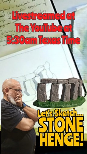 Let's sketch Stone Henge! Sketch & Coffee, Live! is streamed daily at 5:30am, Texas Time, at the YouTubes https://www.youtube.com/live/C3-6nCQQhZc?si=szyeNnqrtIn4fnAI #art #science #history #sketch #stonehenge | The Artistic Biker