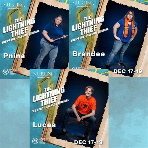 Calling all Percy Jackson Fans! Meet our Cast The Lightning Thief Musical! Dec 17-19 Conexus Arts Centre ------------- Meet BRANDEE who is joining us as Demeter and a member of the AdultEnsemble Brandee is back for her ninth Sterling Productions show and was most recently seen as Bombalurina in Cats! Her favourite song from The Lightning Thief is Drive. Meet LUCAS who is joining us as Kurt Cobain and a member of the Studios Ensemble Lucas S. is joining Sterling Studios for his fifth show. His fi