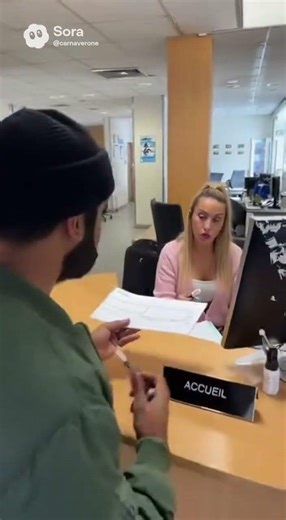 The receptionist without a pen