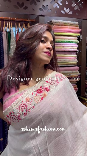 FULL HANDMADE SEQUINS WORK DONE ON GEORGETTE SAREE WITH EMBROIDERED BORDERCode 1807202211Cost₹15800WhatsApp us at 9846355800 for queries | AshimaFashionstore