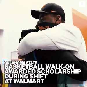 13K views · 861 reactions | UNEXPECTED CUSTOMER: Oklahoma State basketball coach surprises walk-on with scholarship during shift at Walmart as quarantined teammates watch on via Zoom. https://abcn.ws/3qwM6Gs | ABC World News Tonight with David Muir | Facebook