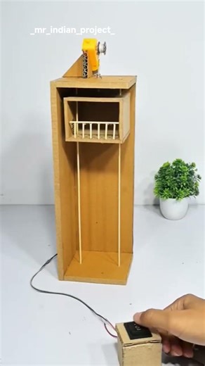 electric lift elevator working model with cardboard | science project #diy​​ #shorts​​