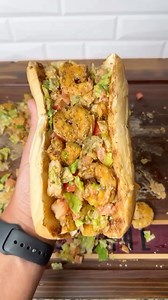 Chopped shrimp Po boy sandwich! Recipe 👇 | Ninjacue