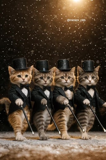 Broadway kittens stealing the spotlight ✨🐾🎩 When cats turn a stage into a show. #catdance #kittendance #cutecats #petsoftiktok #fyp