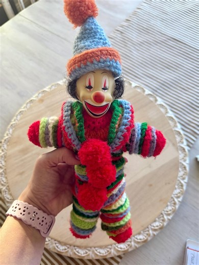 Vintage Crocheted Clown Doll – 1970s Yo-yo Style Scrap Yarn Collectible (12") - Etsy