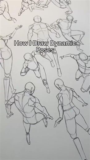 How I Draw Dynamic Poses ⭐️ #draw #drawing #howtodraw #pose #drawingtutorial #art