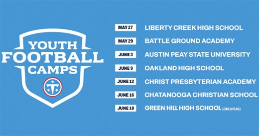Tennessee Titans to host 7 youth football camps across Tennessee this spring