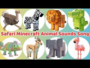 28 Minecraft Safari Animals Song 🧱🦁🐍 Animal Sounds for Kids | Learn ABC & Jungle Fun