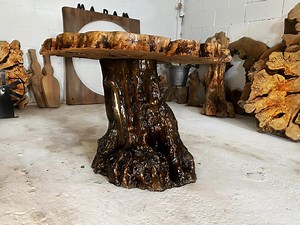 Handmade Olive Wood Root Side Table, Live Edge Epoxy Resin Accent - Etsy