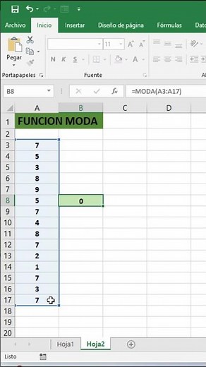 Cómo Usar la Función MODA en Excel en Segundos 📊#excel #shorts