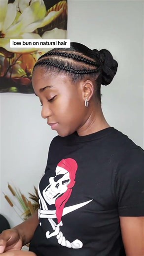 Low bun on natural hair #lowbunhairstyles #eleganthairstyles #newgrowthnaturals