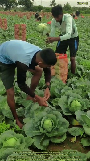 Harvesting and packing fresh cabbage directly in the agricultural field