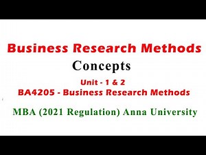 Business Research Methods - MBA - BA 4205