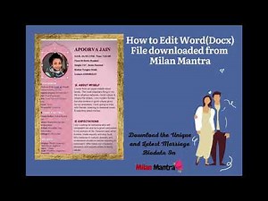 Marriage Biodata Word file Edit || Milan Mantra