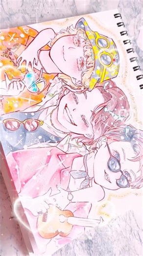 大好きなMrs. GREEN APPLE描きました🍏💞#ミセスグリーンアップル #イラスト #コピック #大森元貴 #若井滉斗 #藤澤涼架 #ビターバカンス #illustration #fyp