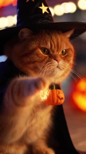 Meowmeowshow AI - Afrinda Gunawan on Instagram: "Maple gets into a fight with a wild cat 🐱💥 but this is Halloween mode 🎃😹. She activates her wizard powers 🧙‍♀️✨—magic sparks, glowing paws, spooky spells everywhere 🔮💫. Maple starts flying like a tiny Halloween sorceress 🕊️😱, casting dramatic cat spells while the wild cat is SHOOK 😼⚡. Pumpkins glowing, moon shining 🌙🎃, chaos rising 🌪️🐾—Maple becomes the most powerful Halloween cat wizard ever 👑🧙‍♀️😂.#meowmeowshowai #animals #cat"