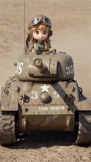 Tiny Tank Girl Fires at the Camera | Cute but Dangerous | war