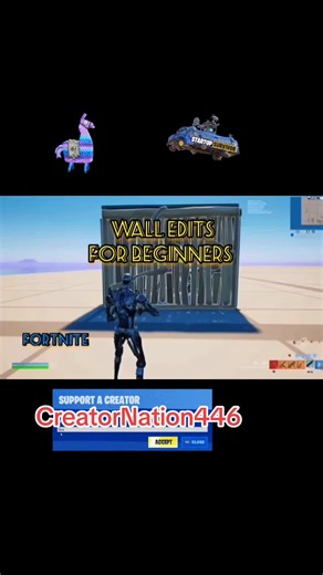 Fortnite Tutorial for Beginners Wall Edits If you are new to Fortnite and want to learn how to build, this is a basic lesson on all the ways to edit walls in Fortnite. More tutorials to come. Please drop a Like and a Follow. Thanks for watching! @CreatorNation4460 - YouTube Creator Nation 446 - Fortnite creator name #Fortnite #fortnite_build_for_beginners #Fortnite_buiild_EditWalls