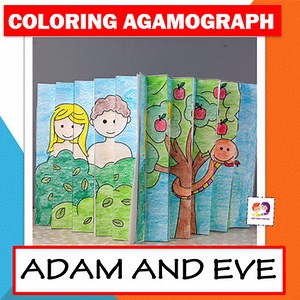 Adam And Eve Agamograph - Sunday School Project - Coloring Craft - Art Activity