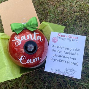 Santa Cam /elf Cam Ornament With Real Lens, Personalized Glitter Ornament - Etsy