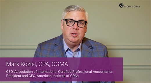 Hear from Mark Koziel, CPA, CGMA, as he shares his insights on how the accounting and finance profession is rising to today’s challenges and seizing tomorrow’s opportunities. #AICPACIMA #CPA #CGMA | CIMA