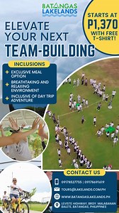 STRENGTHEN CONNECTIONS WITH A TEAM GETAWAY! Discover a refreshing way to bond with your team at Batangas Lakelands. Experience meaningful moments, build stronger connections, and enjoy the outdoors together. 🌿 🎯 THRILLING ACTIVITIES: 🚴‍♀️ Biking |🚶‍♂️ Nature Walk | 🏹 Archery | 🥎 Pickleball | 🎲 Giant Jengga | 🚁 Helitour | 🔫 Airsoft | 🏐 Volleyball | ⚡ Zipline | 🏀 Basketball | ⚽️ Football/Futsal | 🐟 Koi Feeding | 🪁 Kite Flying | 🧗‍♂️ Rappelling | 🧗‍♂️ Wall Climbing | 🐎 Kalesa Ride |