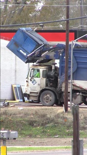 Big Blue Garbage Trucks in Action #shorts #garbagetruck #dumpster