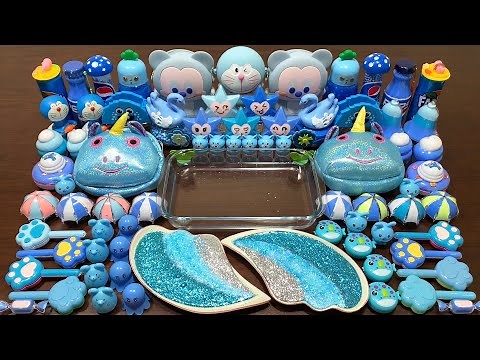 Blue Slime - Mixing Random Things Into Clear Slime ! Satisfying Slime Videos #1037