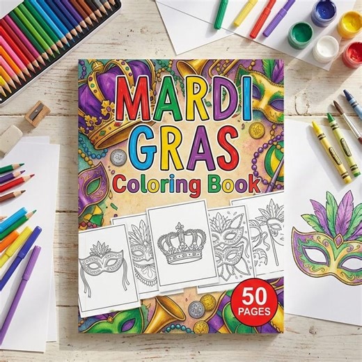 Mardi Gras Coloring Page Set, Fat Tuesday Coloring, Mardi Gras Kid School Coloring Sheets, Instant Download - Etsy