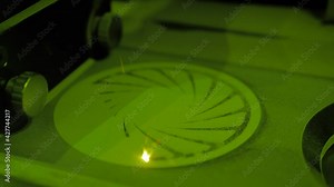 Selective laser melting - additive manufacturing metal 3D printer printing model - close up view. Prototyping, metalworking, engraving, futuristic, production and technology concept