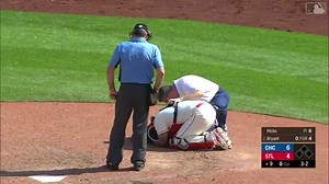 Molina exits after a foul tip