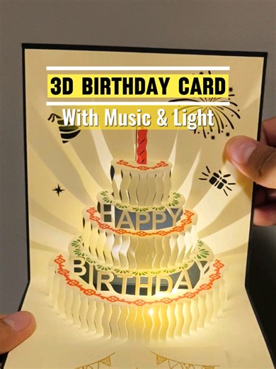 Customized 3D Birthday Card Cake with Music and Light