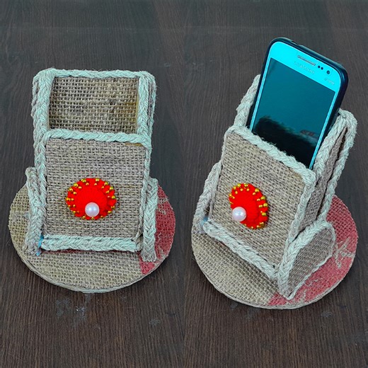 3.2K views · 11 reactions | how to make easy phone stand by cardboard and Jute | Mobile Stand | Amd MultiMedia | Facebook
