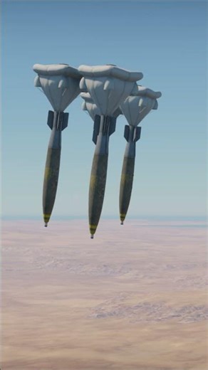 Dropping parachute equipped bombs on a desert target