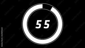 Fitness-workout-rest-countdown timer transparent alpha channel animation 60sec-45sec-40sec-30sec-20sec-15sec-10sec-05sec