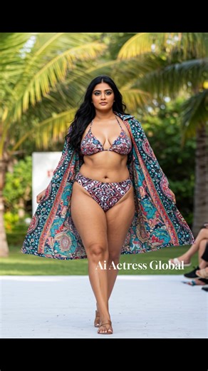 AI Model Dominates the Runway in Boho-Chic Bikini