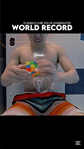 12 Rubik’s Cube Solve in Underwater World Record #rubikscube #worldrecord #shorts