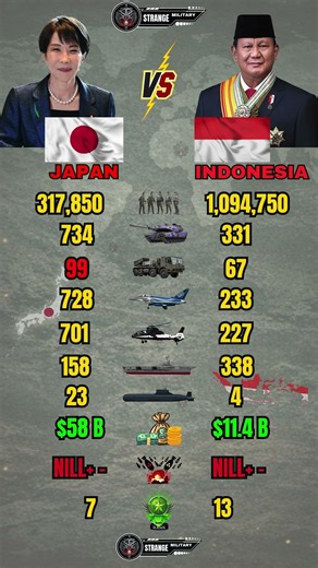 Japan vs Indonesia Military Power 2026